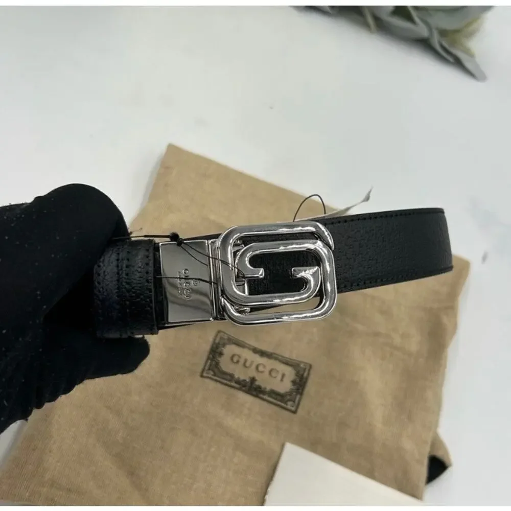 Men's Gucci interlocking G leather belt 120 cm/46 inches made in Italy